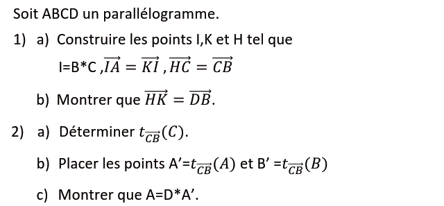 Vecteurs et translations: Exercice 30