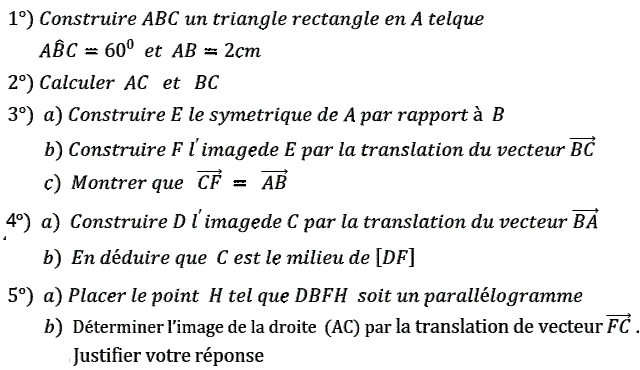 Vecteurs et translations: Exercice 38