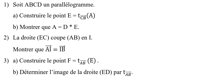 Vecteurs et translations: Exercice 19