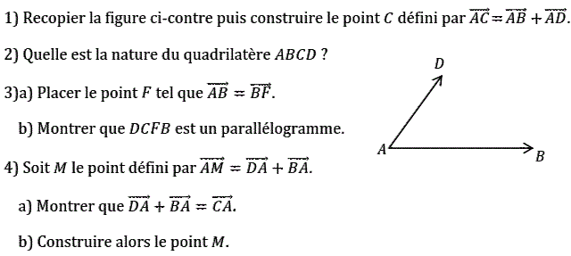 Vecteurs et translations: Exercice 7