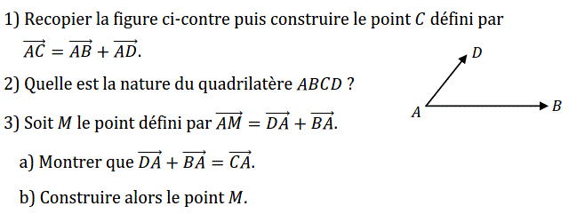 Vecteurs et translations: Exercice 12