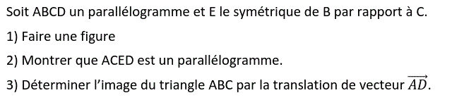 Vecteurs et translations: Exercice 27