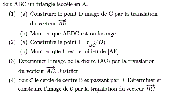 Vecteurs et translations: Exercice 47