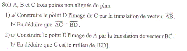 Vecteurs et translations: Exercice 18