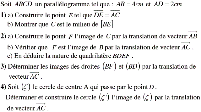 Vecteurs et translations: Exercice 84
