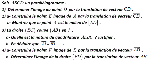 Vecteurs et translations: Exercice 54
