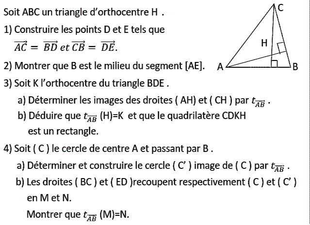 Vecteurs et translations: Exercice 85