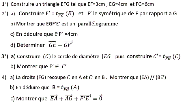 Vecteurs et translations: Exercice 83