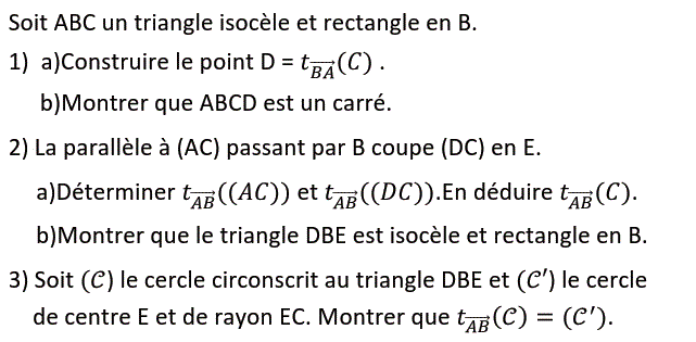 Vecteurs et translations: Exercice 70
