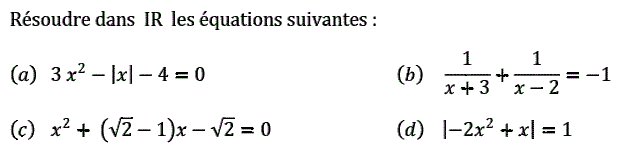 Problèmes du 1er et du second degré: Exercice 10