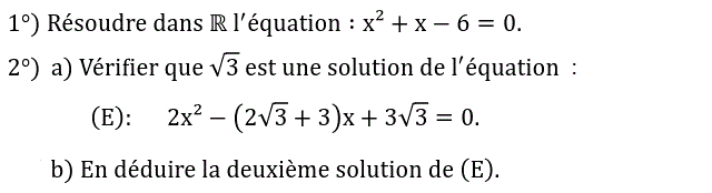 Problèmes du 1er et du second degré: Exercice 30
