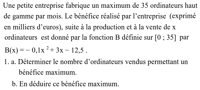 Problèmes du 1er et du second degré: Exercice 42