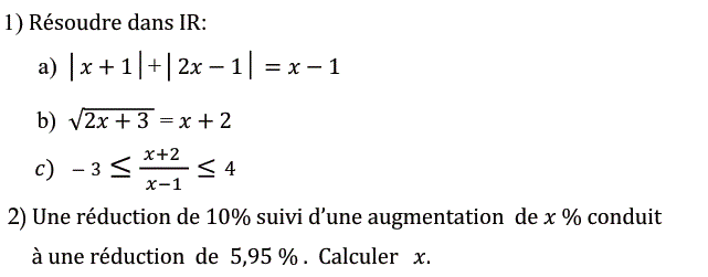 Problèmes du 1er et du second degré: Exercice 6