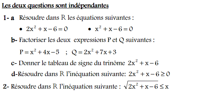 Problèmes du 1er et du second degré: Exercice 74