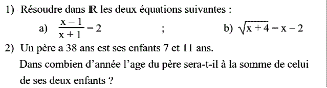 Problèmes du 1er et du second degré: Exercice 10