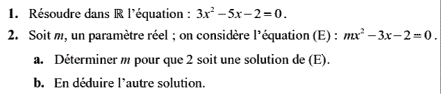 Problèmes du 1er et du second degré: Exercice 17