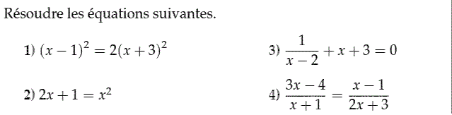 Problèmes du 1er et du second degré: Exercice 21