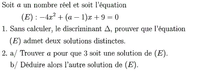 Problèmes du 1er et du second degré: Exercice 104