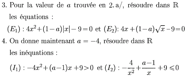 Problèmes du 1er et du second degré: Exercice 104