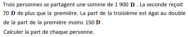 Problèmes du 1er et du second degré: Exercice 89