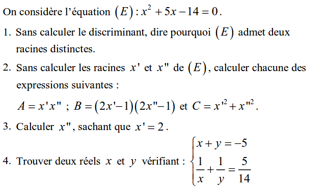 Problèmes du 1er et du second degré: Exercice 55