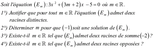 Problèmes du 1er et du second degré: Exercice 80