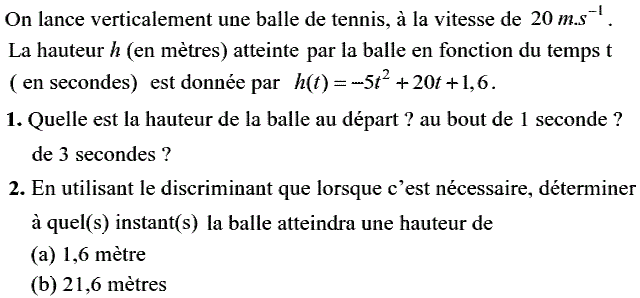 Problèmes du 1er et du second degré: Exercice 114