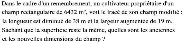 Problèmes du 1er et du second degré: Exercice 87