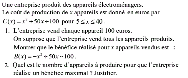 Problèmes du 1er et du second degré: Exercice 70