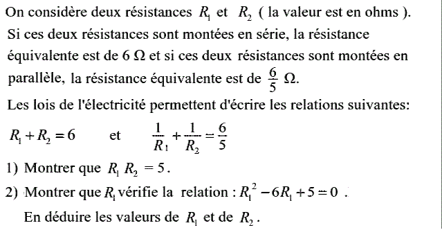 Problèmes du 1er et du second degré: Exercice 82