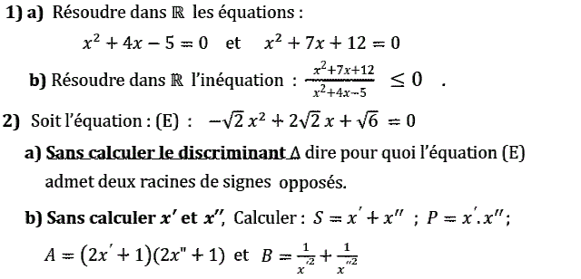 Problèmes du 1er et du second degré: Exercice 63