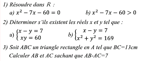 Problèmes du 1er et du second degré: Exercice 44