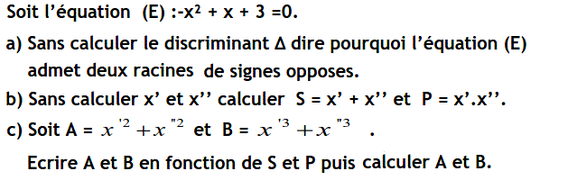 Problèmes du 1er et du second degré: Exercice 30