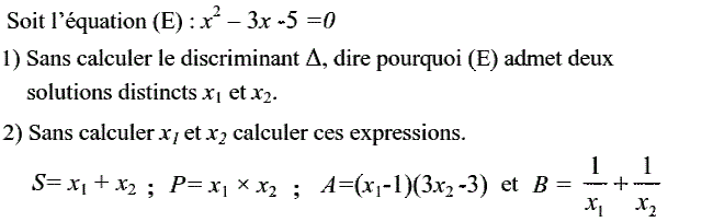 Problèmes du 1er et du second degré: Exercice 21