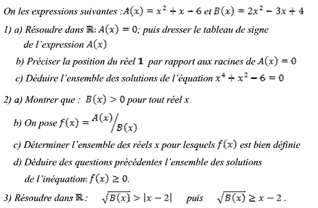 Problèmes du 1er et du second degré: Exercice 107