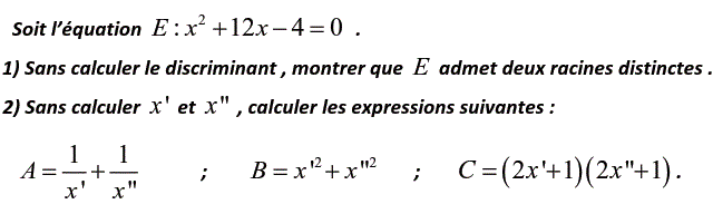 Problèmes du 1er et du second degré: Exercice 22