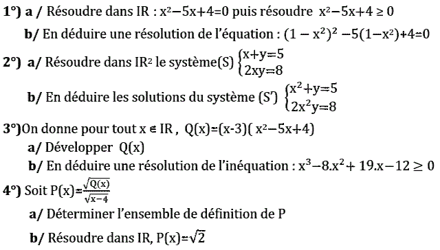 Problèmes du 1er et du second degré: Exercice 102