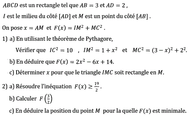 Problèmes du 1er et du second degré: Exercice 108