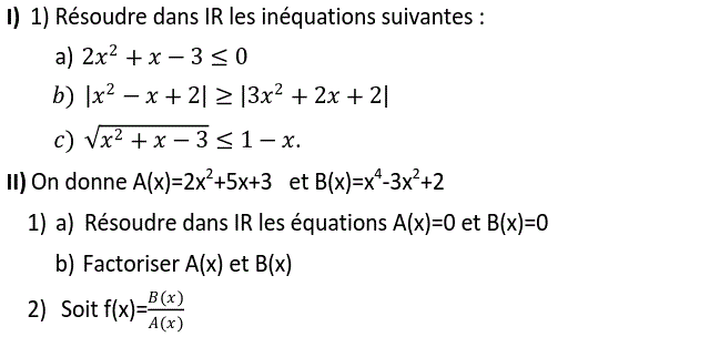 Problèmes du 1er et du second degré: Exercice 101