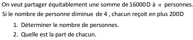 Problèmes du 1er et du second degré: Exercice 50