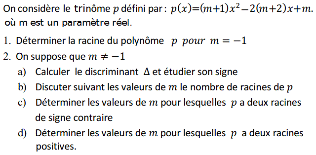 Problèmes du 1er et du second degré: Exercice 110