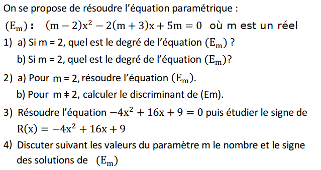 Problèmes du 1er et du second degré: Exercice 100