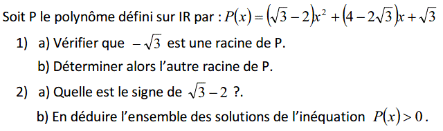 Problèmes du 1er et du second degré: Exercice 31