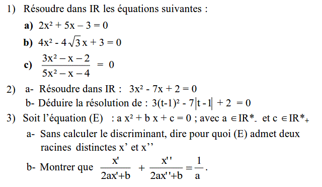 Problèmes du 1er et du second degré: Exercice 99
