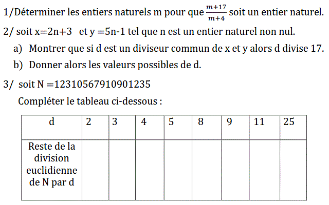 Arithmetique: Exercice 28