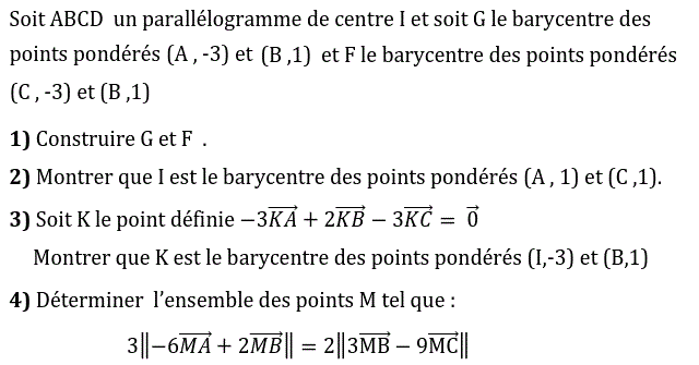 Barycentre: Exercice 61