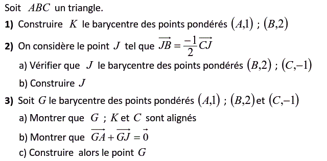 Barycentre: Exercice 82