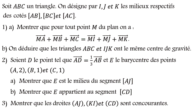 Barycentre: Exercice 57