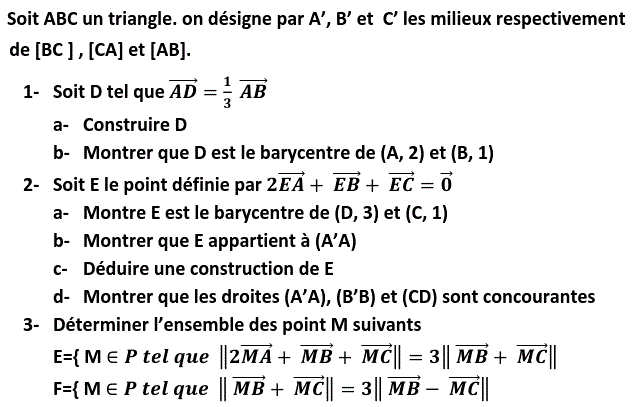 Barycentre: Exercice 55