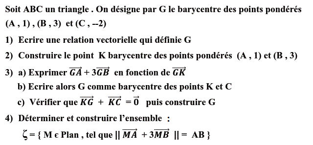 Barycentre: Exercice 59